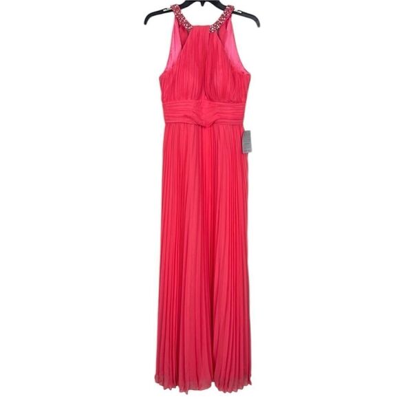 Eliza J NWT Crystal Detail Pleated Gown in Melon Size 14 - Picture 6 of 8